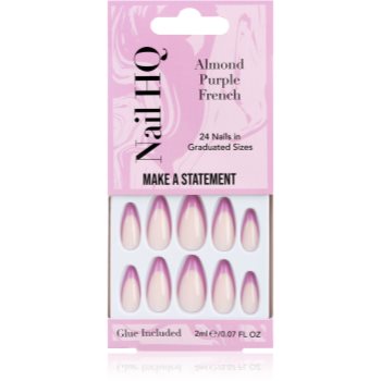Nail HQ Almond Purple French unghii artificiale cu lipici - imagine 2